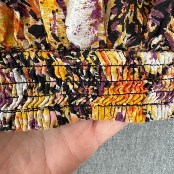 Free People Cool Meadow Floral Print True Wrap Puff Ballon Sleeve Peasant Blouse - Picture 6 of 10